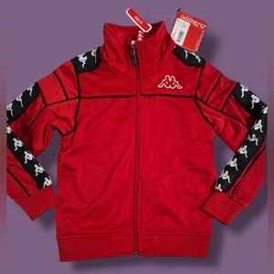 Kappa 222 Banda Anniston Fleece Jacket Kids 6Y Red Graphic Slim Fit Full Zip